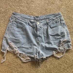 SHEIN Light Blue Distressed Jean Shorts